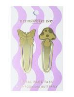 Designworks Ink - 2'Lİ METAL KİTAP AYRACI - BRASS PAGE TABS MUSHROOMS+BUTTERFLY