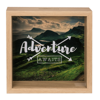 AHŞAP PARA KUTUSU MACERA - WOODEN SAVING BOX ADVENTURE AWAITS 20X20 cm. - Thumbnail