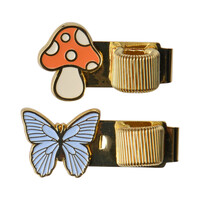 Designworks Ink - KİTAP İÇİN KALEM KLİPSİ (2'Lİ) - PEN CLIPS BUTTERFLY&MUSHROOM