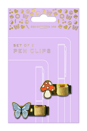 KİTAP İÇİN KALEM KLİPSİ (2'Lİ) - PEN CLIPS BUTTERFLY&MUSHROOM