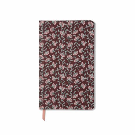 YUMUŞAK DOKUNUŞLU KAPAK 21x13 cm. - SOFT TOUCH JOURNAL BURGUNDY VINTAGE FLORAL